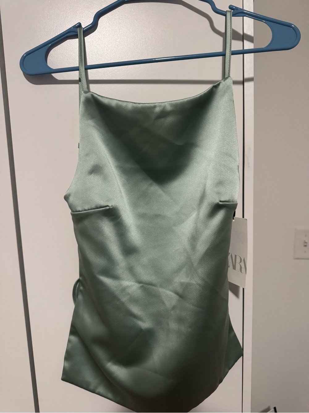 ZARA Mint Green Satin Cami Top